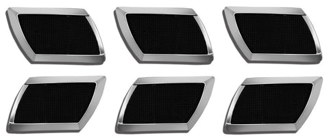 ALL Universal Stick-On Square Portholes Chrome with Black Mesh Insert - (Set of 6-Pc)