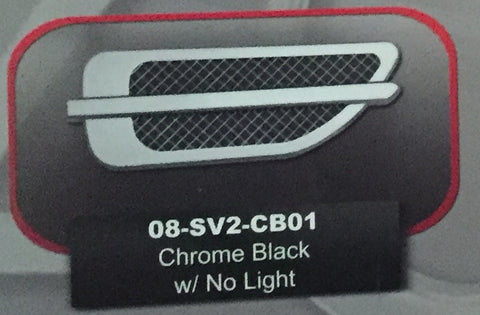 ALL Universal Stick-On X-Caddi Type-II Sport Side Vents 285mm x 107mm Chrome with Black Insert (Pair)