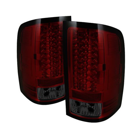 GMC Sierra 1500/2500/3500HD Denali 07-12 (Not fit 3500 Dually 4 Rear Wheels) LED Tail Lights - Red Smoke