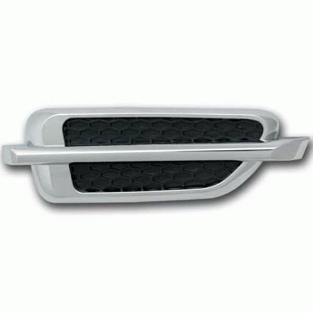 ALL Universal Universal Stick-On X-Caddi Sport Side Vents 320mm x 95mm Chrome with Black Honeycomb Insert (Pair)