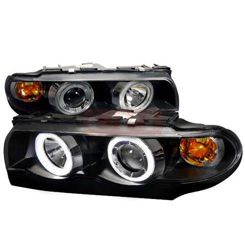 Bmw  95-02 Bmw  E38  Prjector Headlights Black Housing Day Light Ring