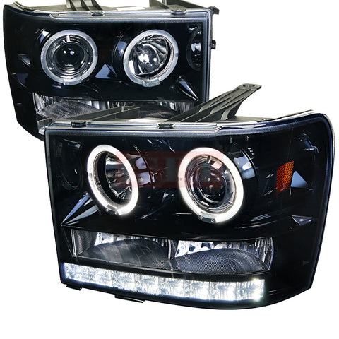 Gmc 07-12 Gmc Sierra  Projector Headlight Gloss Black Housing With Smoked Lens