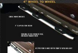 Dodge Mega Cab Dodge Mega Cab 4Inch Oval Wheel To Wheel-Stainless Nerf Bars & Oval With 3 Step Pads Tube Side Step Bars Stainless Products Performance 1 Set Rh & Lh