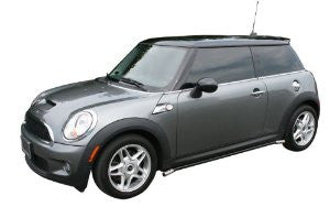 Mini Cooper Convertible 04-08 Mini Cooper Convertible Siderail Black W/ Stainless Trim Nerf Bars & Tube Side Step Bars Stainless