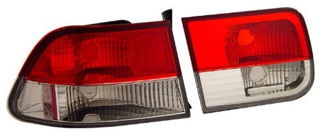 Honda Civic 96-00 2 Dr Tail Lamps / Lights Red/Crystal Euro Performance