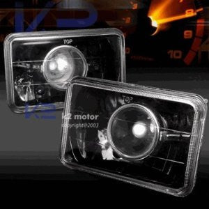 UNIVERSAL 4 X 6 PROJECTOR HEAD LAMPS/ HEADLIGHTS BLACK 1 SET RH&LH PERFORMANCE