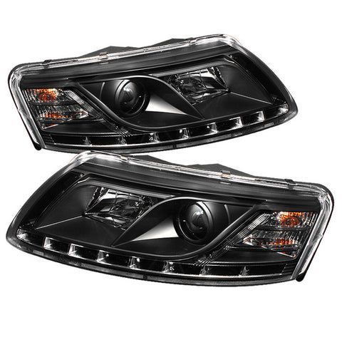 Audi A6 05-07 Projector Headlights - Halogen Model Only ( Not Compatible With Xenon/HID Model ) - DRL - Black - High H1 (Included) - Low H1 (Included)