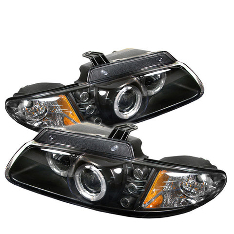 Chrysler Voyager 2000 Projector Headlights - LED Halo - Replaceable LEDs- Black - High H1 (Included) -g