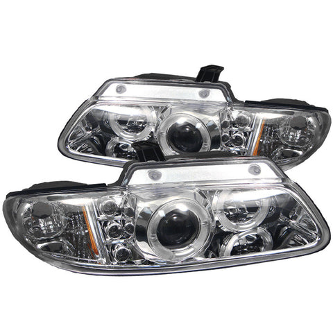 Chrysler Voyager 2000 Projector Headlights - LED Halo - Replaceable LEDs- Chrome - High H1 (Included) -h