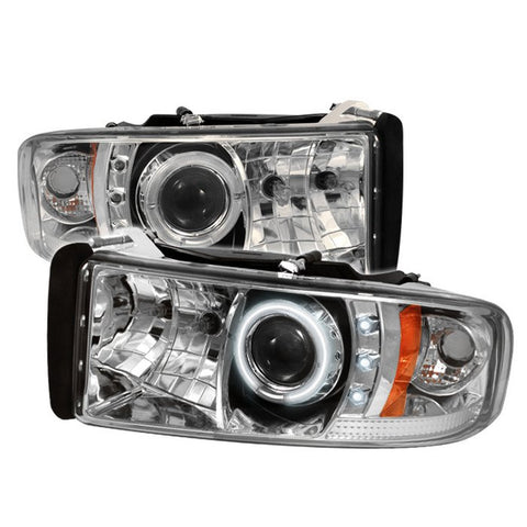 Dodge Ram 1500 94-01 / Ram 2500/3500 94-02 Projector Headlights - ( Do Not Fit Sport Model ) - CCFL Halo - LED  - Chrome - High H1 - Low H1 -k
