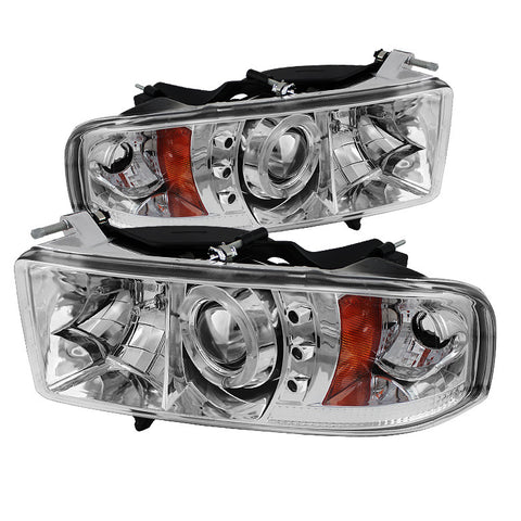 Dodge Ram 1500 99-01 / Ram 2500/3500 99-02 Projector Headlights -  ( Sport Model Only ) - LED Halo - LED  - Chrome - High H1 - Low H1 -t