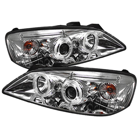 Pontiac G6 2/4DR 05-08 Projector Headlights - CCFL Halo - LED ( Replaceable LEDs ) - Chrome - High H1 (Included) - Low H1 (Included)