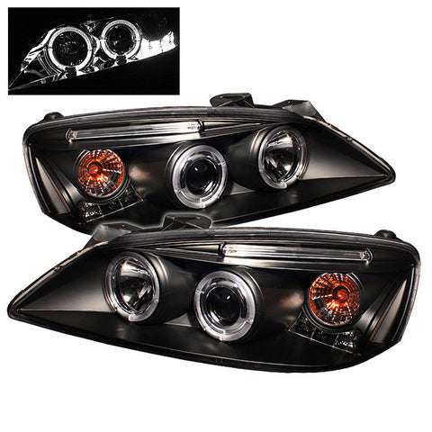 Pontiac G6 2/4DR 05-08 Projector Headlights - LED Halo - LED ( Replaceable LEDs ) - Black - High H1 (Included) - Low H1 (Included)