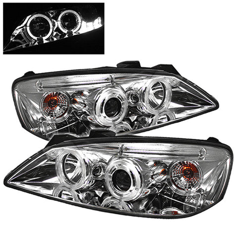 Pontiac G6 2/4DR 05-08 Projector Headlights - LED Halo - LED ( Replaceable LEDs ) - Chrome - High H1 (Included) - Low H1 (Included)