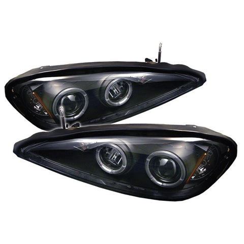Pontiac Grand AM 99-05 Projector Headlights - LED Halo - LED ( Replaceable LEDs ) -  Black - High H1 (Included) - Low 9006 (Not Included)