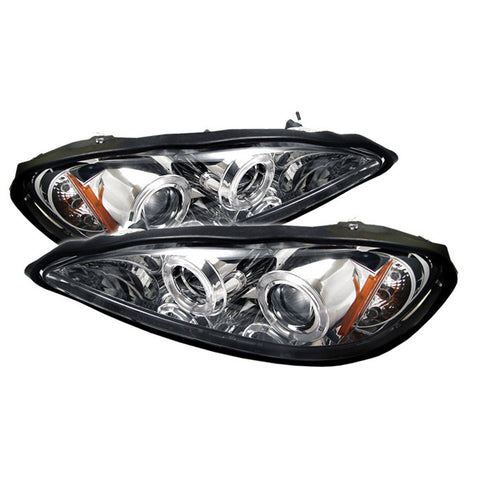 Pontiac Grand AM 99-05 Projector Headlights - LED Halo - LED ( Replaceable LEDs ) -  Chrome - High H1 (Included) - Low 9006 (Not Included)