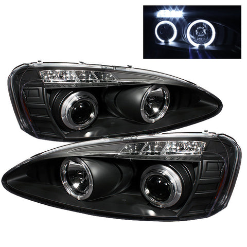Pontiac Grand Prix 04-08 Projector Headlights - LED Halo - LED ( Replaceable LEDs ) - Black - High H1 (Included) - Low H1 (Included)