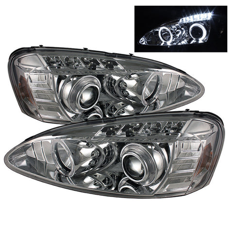 Pontiac Grand Prix 04-08 Projector Headlights - LED Halo - LED ( Replaceable LEDs ) - Chrome - High H1 (Included) - Low H1 (Included)