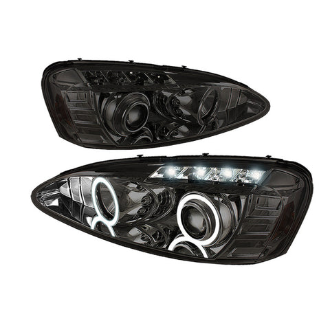 Pontiac Grand Prix 04-08 Projector Headlights - LED Halo - LED ( Replaceable LEDs ) - Smoke - High H1 (Included) - Low H1 (Included)