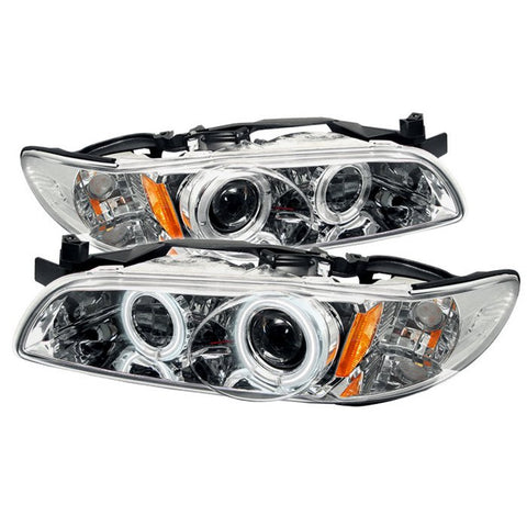 Pontiac Grand Prix 97-03 1PC Projector Headlights - CCFL Halo - Chrome - High 9005 (Included) - Low H1 (Included)