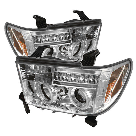 Toyota Tundra 07-13 / Toyota Sequoia 08-13 Projector Headlights - CCFL Halo - LED  - Chrome - High H1 (Included) - Low H1 (Included) -b