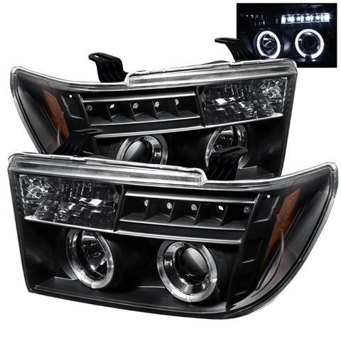 Toyota Tundra 07-13 / Toyota Sequoia 08-13 Projector Headlights - LED Halo - LED ( Replaceable LEDs ) - Black - High H1 (Included) - Low H1 (Included)