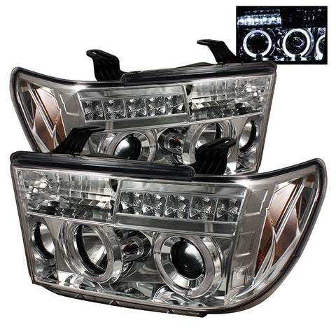 Toyota Tundra 07-13 / Toyota Sequoia 08-13 Projector Headlights - LED Halo - LED  - Chrome - High H1 (Included) - Low H1 (Included) -d