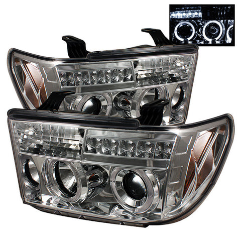 Toyota Tundra 07-13 / Toyota Sequoia 08-13 Projector Headlights - LED Halo - LED - Chrome - High H1 (Included) - Low H1 (Included) -d