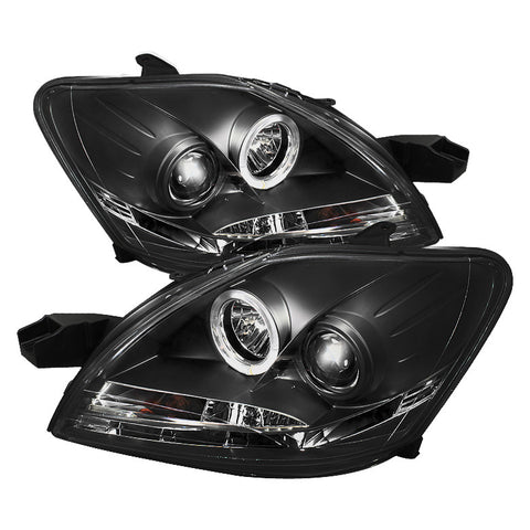 Toyota Yaris 07-11 4Dr Projector Headlights - LED Halo - DRL - Black - High H1 (Included) - Low H1 (Included)
