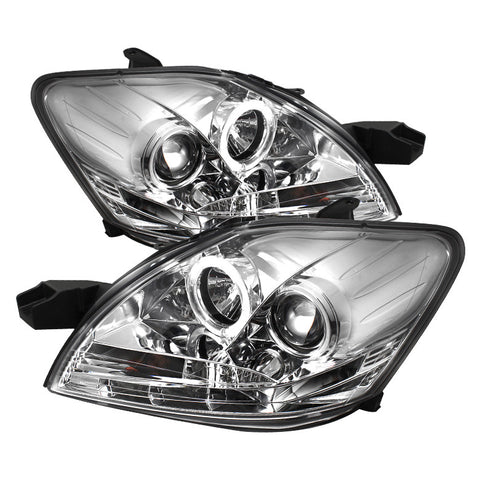 Toyota Yaris 07-11 4Dr Projector Headlights - LED Halo - DRL - Chrome - High H1 (Included) - Low H1 (Included)