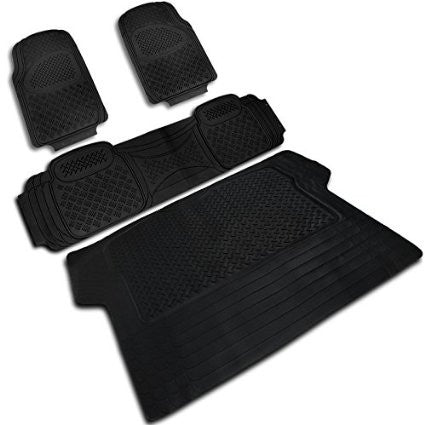 UNIVERSAL ALL UNIVERSAL ALL PVC 3D PRINT FLOOR MAT BLACK 3 PIECES + TRUNK PIECE