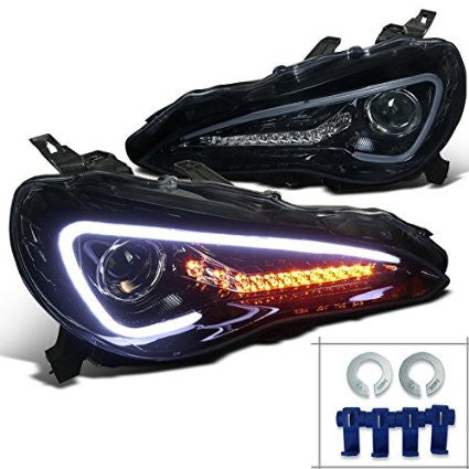 SCION 12-14 SCION FRS PROJECTOR  HEADLIGHTS GLOSSY BLACK SMOKED LENS