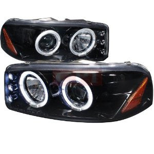 Gmc 00-06 Denali Halo Projector Headlight Gloss Black Housing Smoke Lens Performance 1 Set Rh & Lh 2000,2001,2002,2003,2004,2005,2006