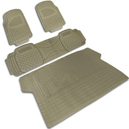 UNIVERSAL ALL UNIVERSAL ALL PVC 3D PRINT FLOOR MAT BEIGE 3 PIECES + TRUNK PIECE