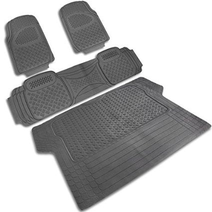UNIVERSAL ALL UNIVERSAL ALL PVC 3D PRINT FLOOR MAT GREY 3 PIECES + TRUNK PIECE
