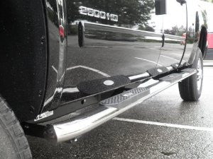 Chevrolet Heavy Duty 00-10 Chevy Hd Crew Cab Short Wheel Base 2&4 Wd Stainless Nerf Bars & Oval With 3 Step Pads Tube Side Step Bars Stainless
