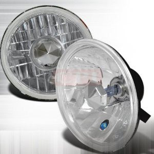 Universal 7 Inch Round Headlights/ Head Lamps W/ H4 Bulbs-Euro Style