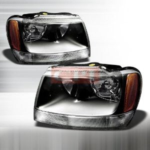 JEEP 02-04 GRAND CHEROKEE HEADLIGHTS -BLACK   1 SET RH & LH 2002,2003,2004