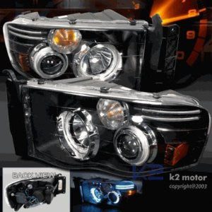 DODGE 02-05 DODGE RAM PROJECTOR HEADLIGHTS-BLACK   1 SET RH & LH 2002,2003,2004,2005
