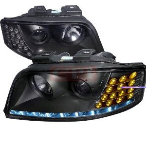 Audi 02-05 A6 Black Housing Projector Headlight With Led Performance 1 Set Rh & Lh 2002,2003,2004,2005