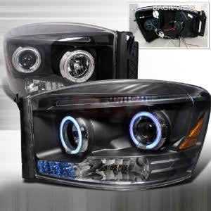 Dodge 06-08 Dodge Ram - Black Ccfl Projector Head Lights/ Lamps -