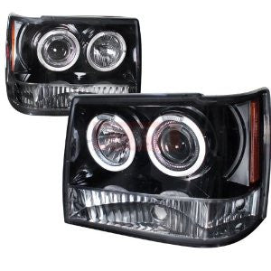 Jeep Grand Cherokee Halo Projector Headlight Gloss Black Housing Smoke Lens