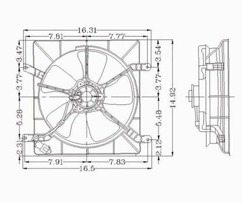 Honda 94-97 Honda Accord L4 (Denso) Radiator Cooling Fan Assembly (1) Pc Replacement 1994,1995,1996,1997