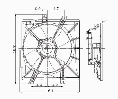 Mazda 90-94 Mazda 3.2.3/ 323 Protege 1.8L At Radiator Cooling Fan Assembly (1) Pc Replacement 1990,1991,1992,1993,1994