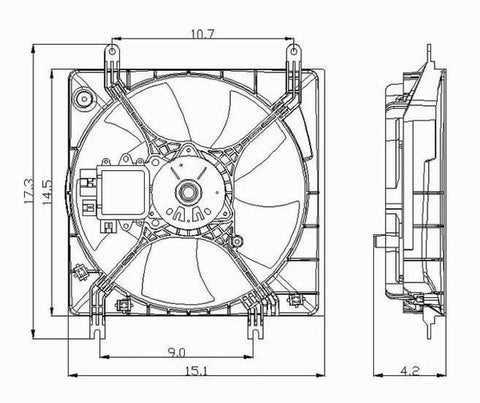 Mitsubishi 01-03 Mitsubishi Galant 2.4L/99-03 Galant 3.0L Radiator Cooling Fan Assembly (1) Pc Replacement 2001,2002,2003