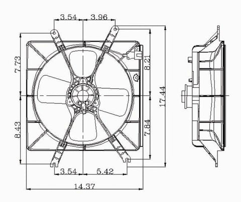 Acura 94-01 Acura Integra Nd (Gs,Rs Ls,Se,Type R) Radiator Cooling Fan Assembly (1) Pc Replacement 1994,1995,1996,1997,1998,1999,2000,2001