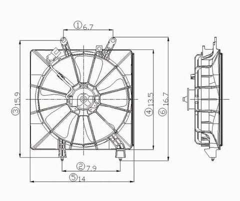 Honda 01-05 Honda Civic Coupe/Sedan Radiator Cooling Fan Assembly (1) Pc Replacement 2001,2002,2003,2004,2005