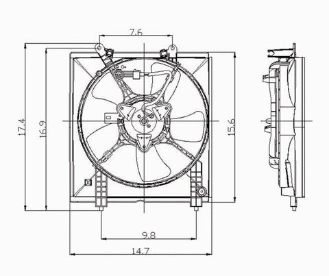 Mitsubishi 02-02 Mitsubishi Lancer 2.0L Radiator Cooling Fan Assembly (1) Pc Replacement 2002