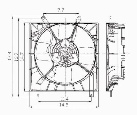 Mitsubishi 97-02 Mitsubishi Mirage 1.5L At/1.8L Mt Radiator Cooling Fan Assembly (1) Pc Replacement 1997,1998,1999,2000,2001,2002