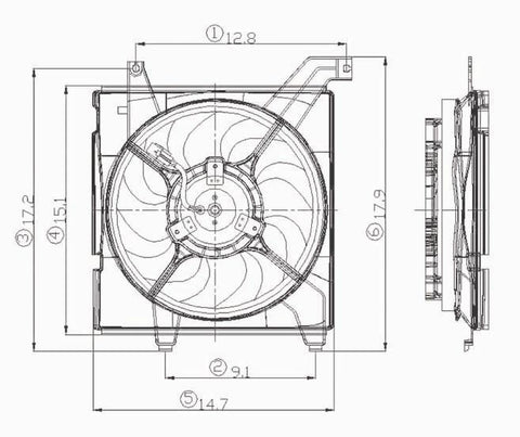 Hyundai 01-06 Hyundai Elantra Radiator Cooling Fan Assembly (1) Pc Replacement 2001,2002,2003,2004,2005,2006